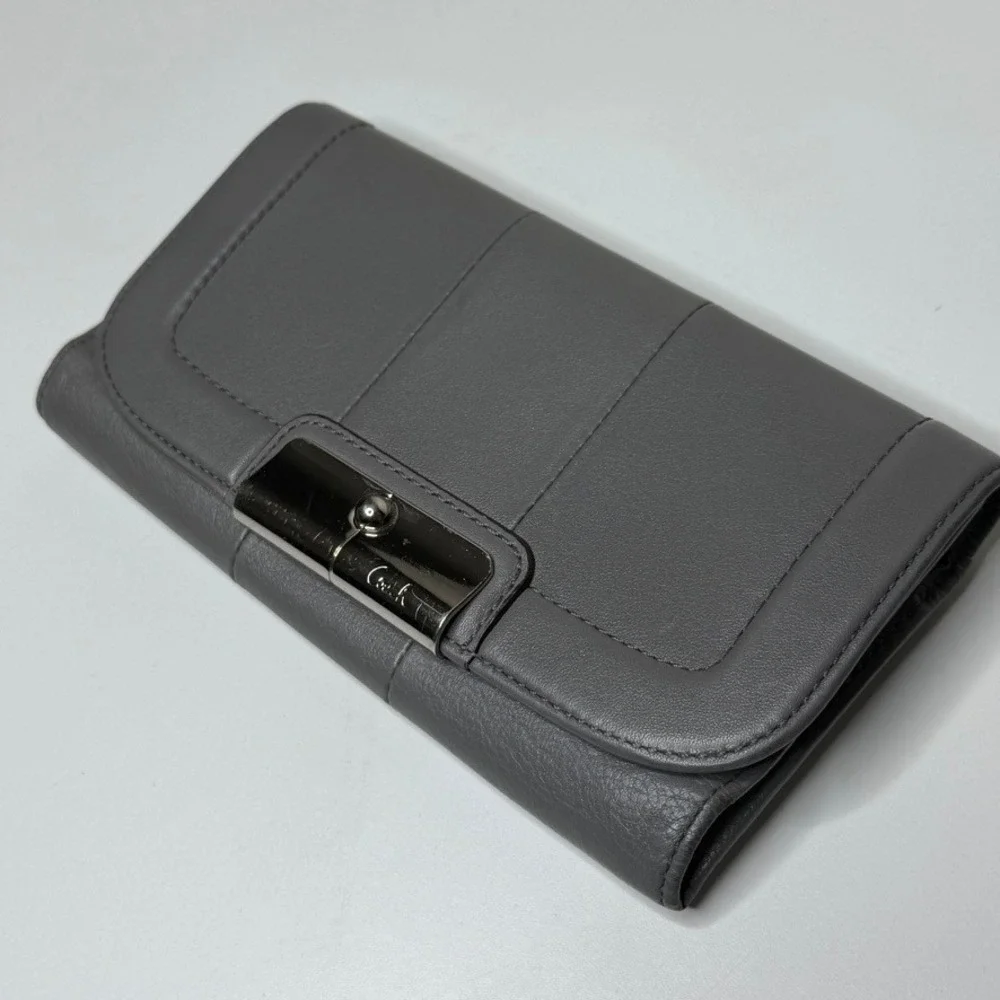 Coach Kristin Gray Leather Envelope Clutch Wallet